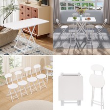 Folding Kitchen Table & Chairs Set Dining Room Furniture Bistro Foldable Table