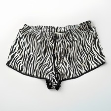 Women Lounge Sleep Shorts Low Rise Black White Tiger Stripes W 29” L2” Size M