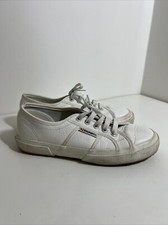 Women's Superga Leather White Trainers Uk4