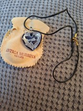 Glass Heart Pendant Antica Murrina Venezia Cord Strand Blue Necklace Boxed