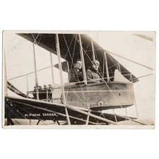 AVIATION Pierre Verrier on his Farman Biplane RP Postcard Unused