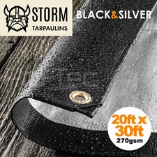 Tarpaulin Heavy Duty Waterproof Ground Sheet Cover Black Tarp 270/200GSM