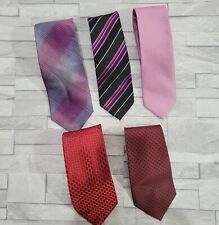 Joblot Bundle Neck Ties X 5 Geometric Red Pink Various Brands 
