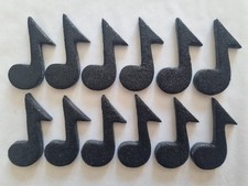 12 GLITTERY BLACK MUSIC NOTES- EDIBLE SUGAR CAKE DECORATIONS / TOPPERS