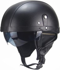 Leather Motorcycle Half Helmet