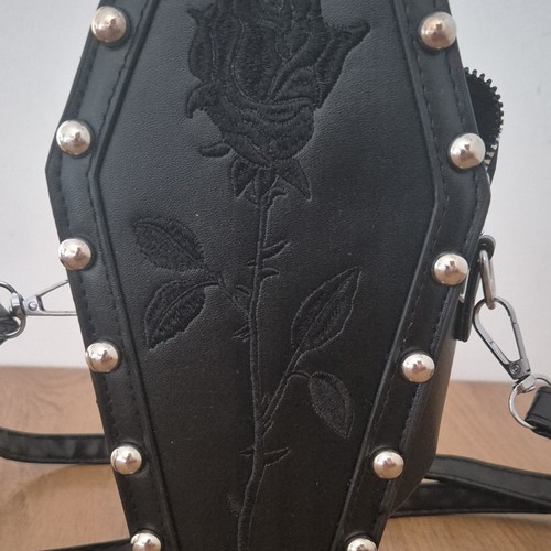 Black faux leather coffin - black,
