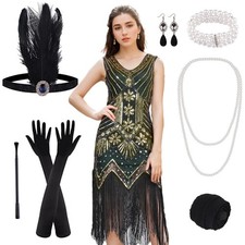 1920s Flapper Dresses Women Fringed Sequin Great Gatsby Roaring 1920 20' Costume