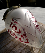 Vintage Cut Glass Teardrop~Acorn Light Shade with Brass  Shade Gallery 7.5"~19cm