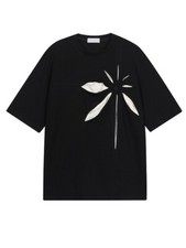 Ladies Black Cream Art Print Chic Designer Urban Loose Summer Long Top Shirt  10