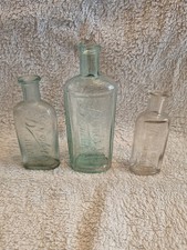 3 AQUA GLASS BOOTS THE CHEMISTS BOTTLES
