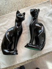 Vintage Cat ornaments. two tall black cats, beautiful - 26cm tall