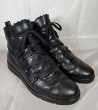 ECCO Bella Black Leather Fleece Lined Lace Up Ankle Boots UK 8