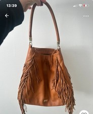 Russell And Bromley Tan Leather Hobo Fringed Shoulder Bag ￼