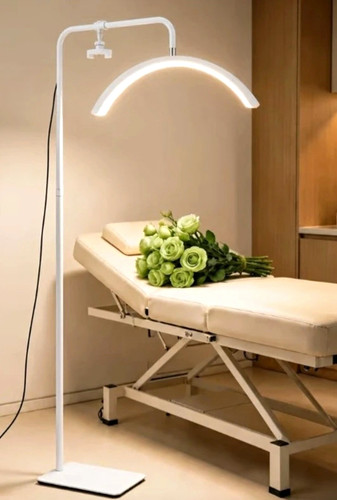 White modern led arc floor - modern,