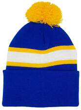 Leeds United Supporters Royal Blue, Gold and White Traditional Style Bobble Hat