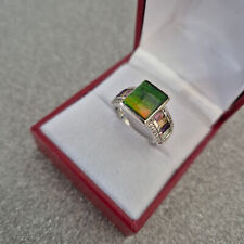 Canadian Ammolite & Gemstone ring in Platinum over Sterling silver L