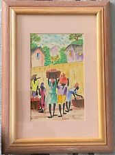 Vintage Pierre Henri Philippe Origional Watercolour of a Jamaican Fruit Market