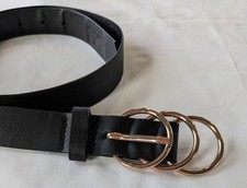 Belt Black Triple Metal Round