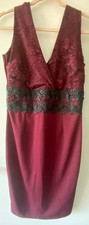 Lipsy ladies' Red / Black Lace Detail Dress size 12 Back Zip Fastening