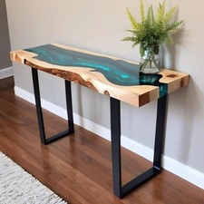 Walnut Turquoise Epoxy Console
