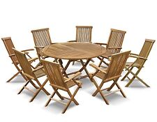 Teak Folding Garden Set - Lymington 1.5m Table & 8 Armchairs  - Shape Options