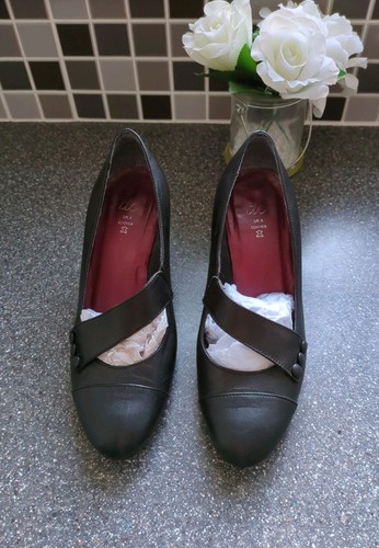 Tlc black leather heeled - black, slip