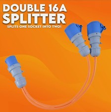 16 AMP To 2 X 16 AMP Sockets 2WAY Orange Splitter 240V Caravan Hook Up Power 16A