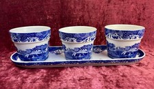 A Lovely Set Of 3 Spode Italian Plant Pots On A Tray.