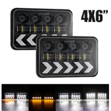 Pair 4x6" LED Headlight Hi-Lo Beam for Peterbilt Rectangular 379 378 357 Tractor