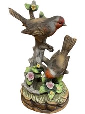 Charming Wind Up Musical Bird Figurine Sculpture Hand Painted Collectible 