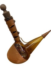 Amber Glass Shisha Hookah Pipe with Leather Accents 9.5" Tall Unique Design