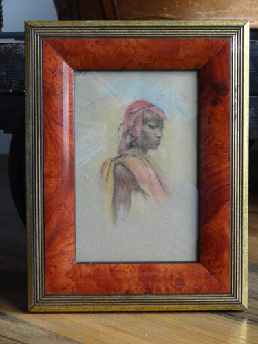 Vintage small pastel drawing - pastel,