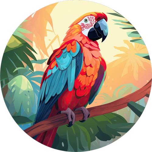 Stained glass floral - glass, macaw