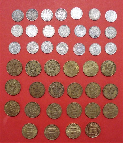 Silver brass threepence - brass,