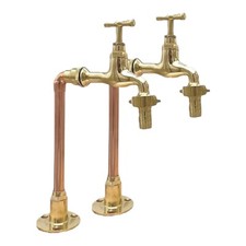 Vintage Style Copper and Brass Kitchen Belfast Sink Taps, Bathroom Taps
