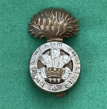 WW1 The Royal Welsh Fusiliers 'RWF' 100% Genuine British Army Military Cap Badge