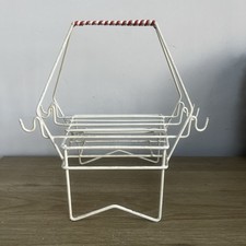 Vintage 60s  White Plastic Coated Wire Plate Rack Tea Set Holder Stand Drainer