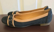 Gabor black suede flat court - black,