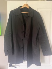 Men topman black mac coat - black,