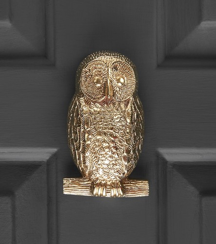Owl door knocker polished - owl,