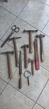 6x Antique Panel beating Hammer, scissor, filer and magnifying glass handheld