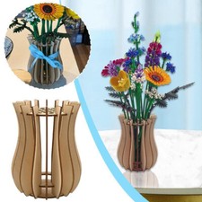 Wooden vase for lego - wooden, flowers