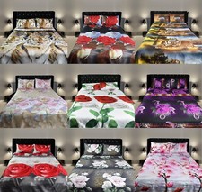 3D Duvet Quilt Cover Set Double King 3D Bedding Animal Floral improved Quality