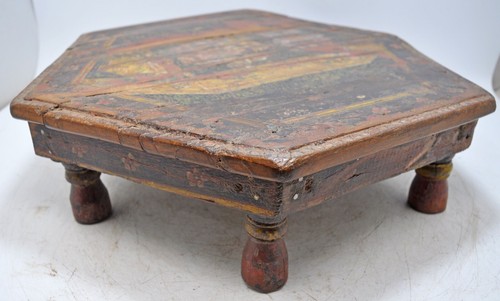 Antique wooden hexagonal - antique,