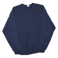 JERZEES Mens Blue Crew Neck XL Plain Cotton Blend Sweatshirt Pullover Casual