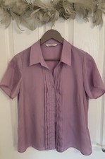 BHS Ladies Petite Lilac Button Up Short Sleeve  Blouse S12 Excellent Condition