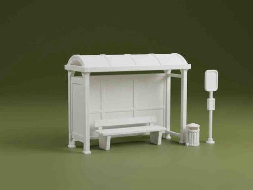 Miniature bus stop shelter - miniature, 3d