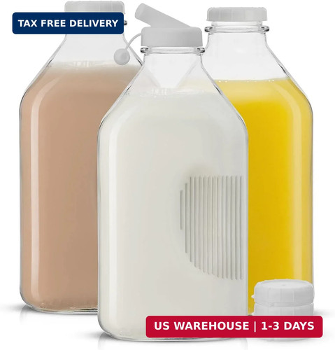 Glass milk bottles - milk,
