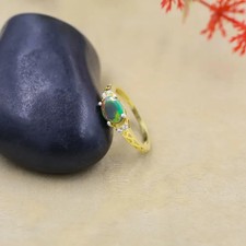 Dainty Black Opal Ring