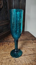 Vintage Blue Bubble Glass Vase